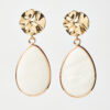 Alabaster Drop Earrings with Textured Rose Gold Top