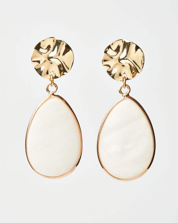 Alabaster Drop Earrings with Textured Rose Gold Top