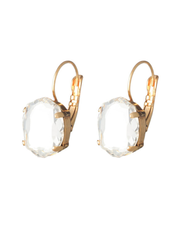 Crystal Baroque Mirror Earrings - Gold plated close