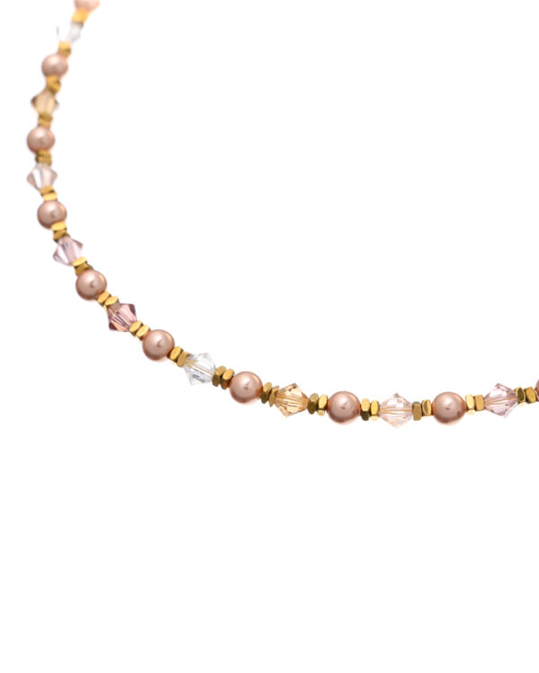 Crystal and Pearls Necklace - Rose tones