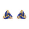 Triangle Miyuki Stud Earrings Blue Gold