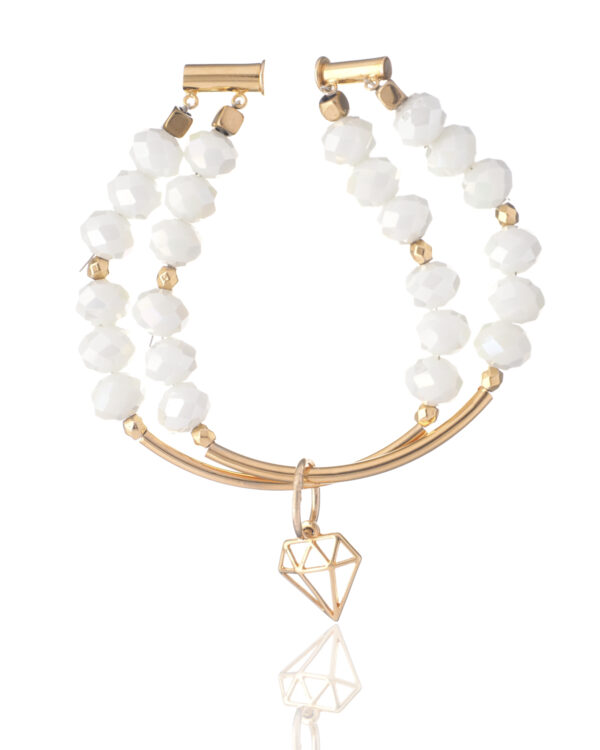 Double Crystal Bracelet with Diamond Element - Luxurious Jewelry