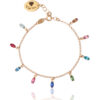 Fashionable Gold Bracelet with Multicolored Crystal Accents - Statement Jewelry Piece