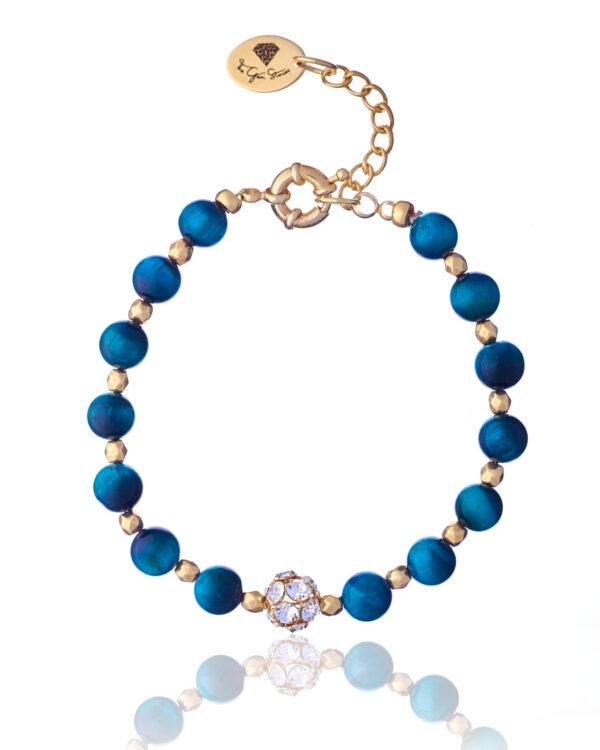 Blue Tiger Eye and Preciosa Element Bracelet - Fashion Accessory