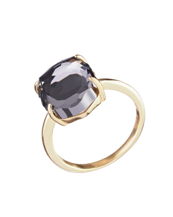 M46r29505 The Gem Stories Crystal Silver Night Baroque Ring–gold Plated