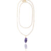 Double chain necklace with an amethyst pendant