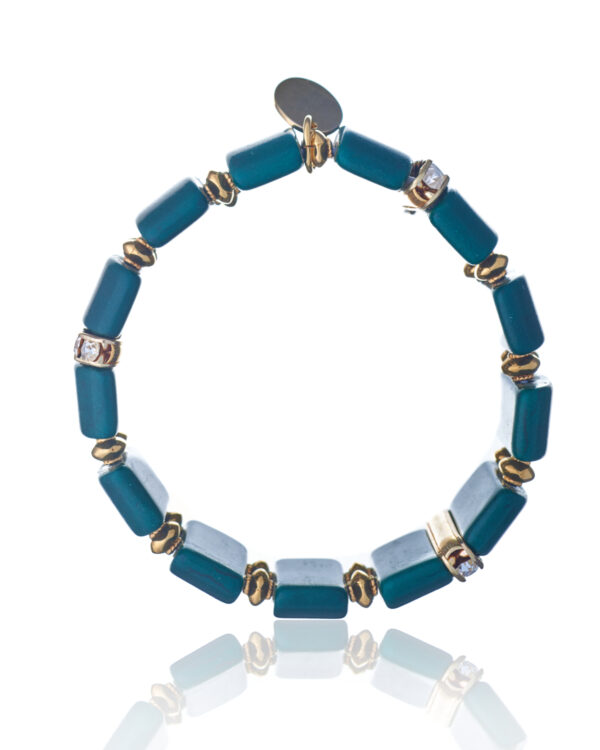 Green Howlite Bracelet with Sparkling Rondelle Spacers