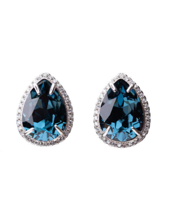 Montana Crystal Pear Earrings with Clear Crystal Halo