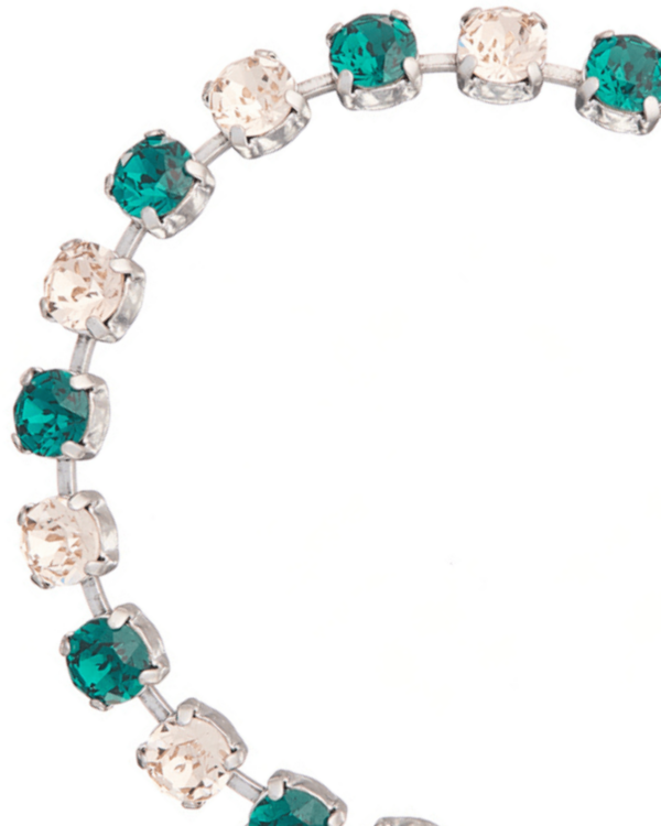 Cupchain Bracelet with Rhodium Crystals - Light Blue, Emerald, Golden Shadow