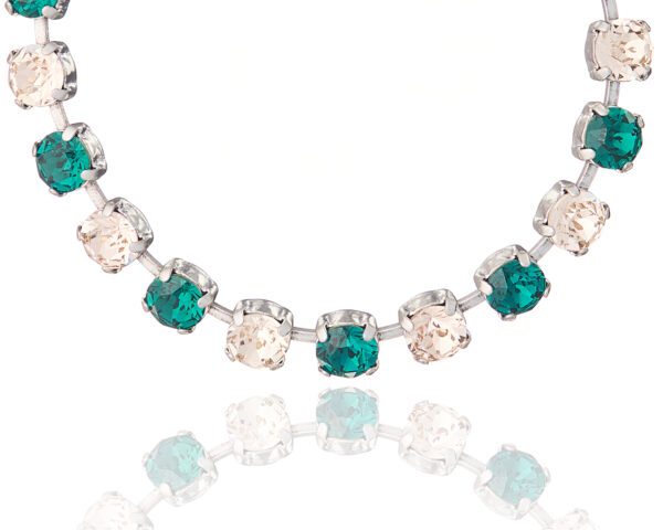 Elegant Crystal Bracelet - Rhodium Light Blue, Emerald, Golden Shadow