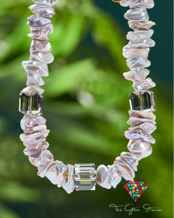 Mother of Pearl Chips and Crystals Bracelet - Classic Sophistication