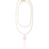 Double chain necklace with a pink quartz pendant