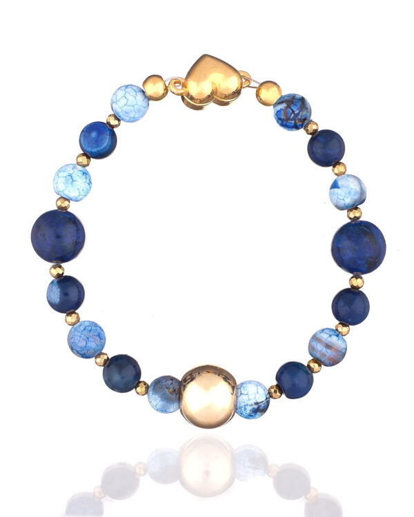 Blue Lapis Lazuli and Blue Agate Bracelet - Handcrafted Jewelry