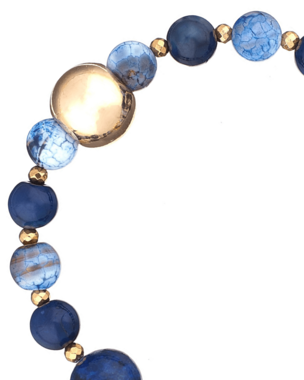 Blue Gemstone Bracelet - Natural Lapis Lazuli and Agate