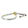 Handcrafted Bracelet with Light Blue, White, and Gold Miyuki Tila Beads