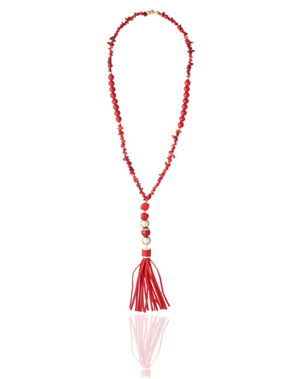 Elegant red necklace with vibrant gemstones