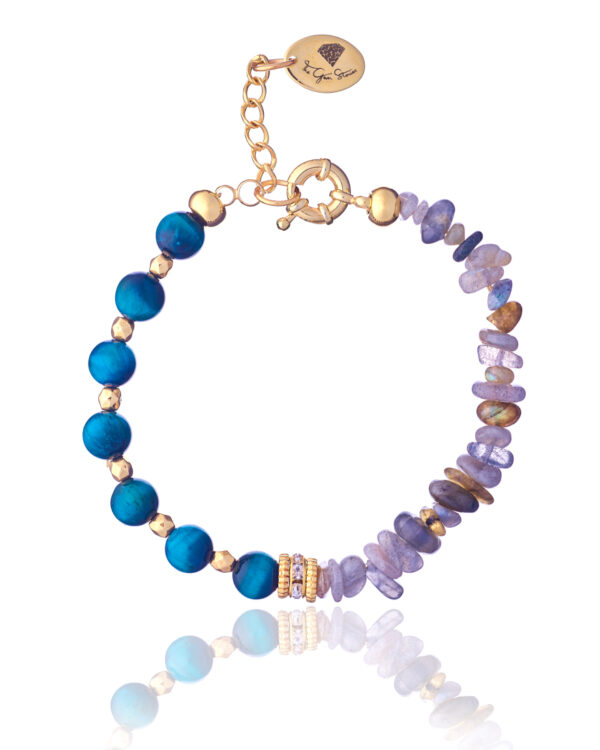 Blue Tiger Eye and Labradorite Bracelet - Handcrafted Gemstone Accessory