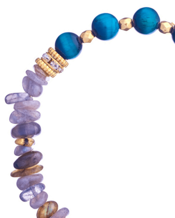 Blue Tiger Eye and Labradorite Bracelet - Healing Crystal Jewelry
