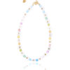 Colorful Crackle Crystals And Square Agate Necklace - Handcrafted Jewelry