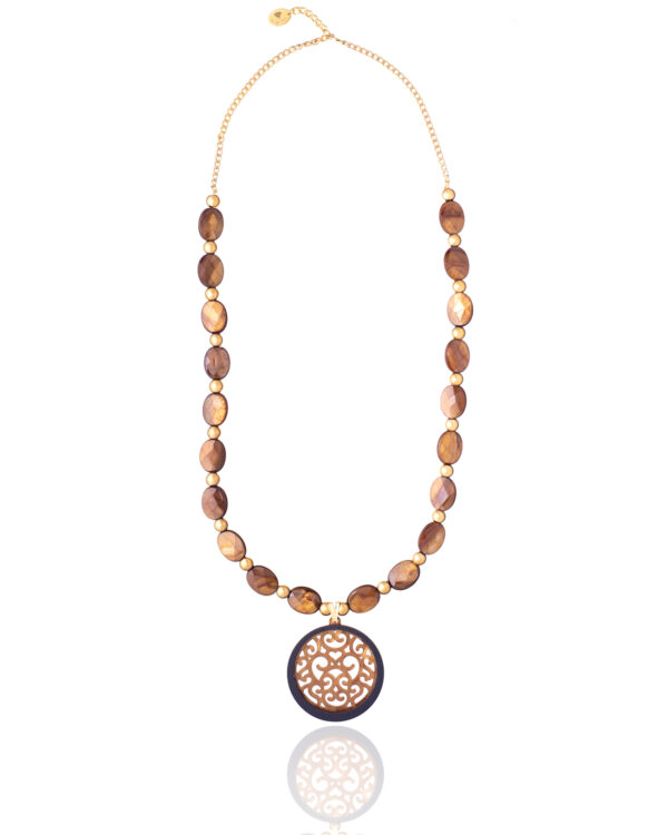 Brown Ivory Necklace with intricate pendant