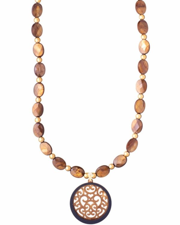 Distinctive Brown Ivory Necklace with ivory pendant