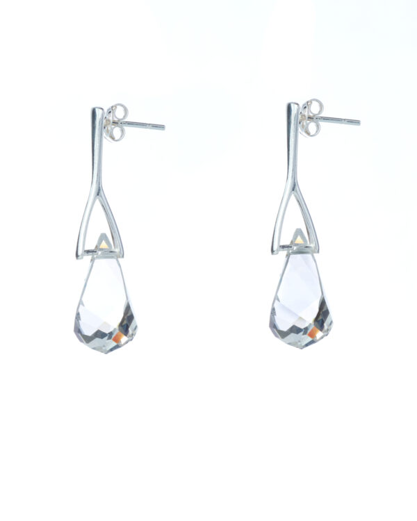 Crystal Silver Earrings with Rhodium Plated Drop Design