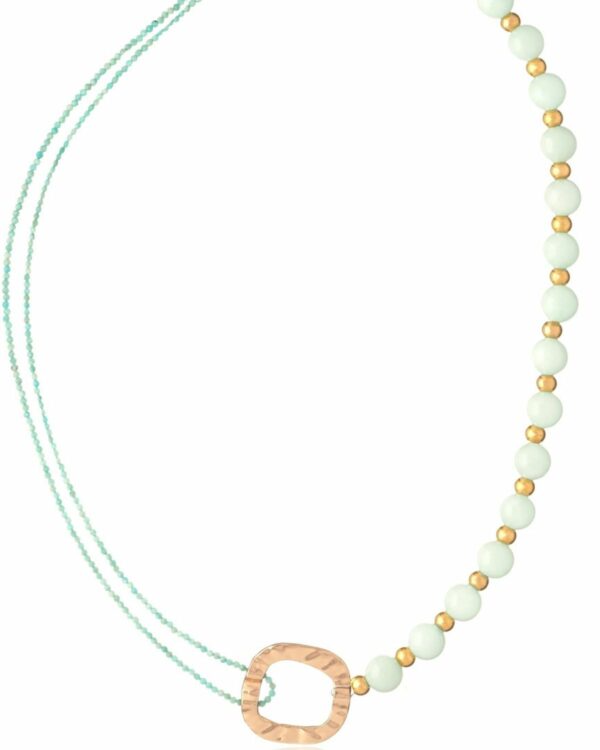 Twin Light Green Necklace - Stylish Double Gemstone Necklace