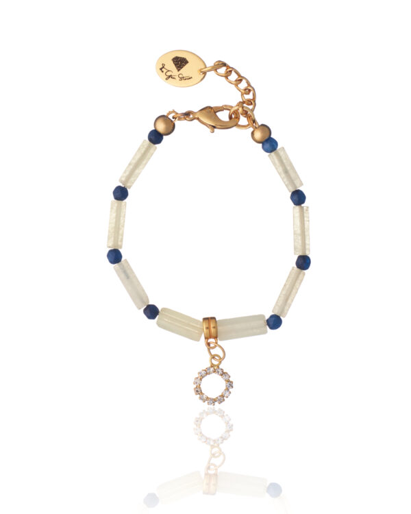 Jade Bracelet with Circle Element - Handcrafted Natural Stone Jewelry
