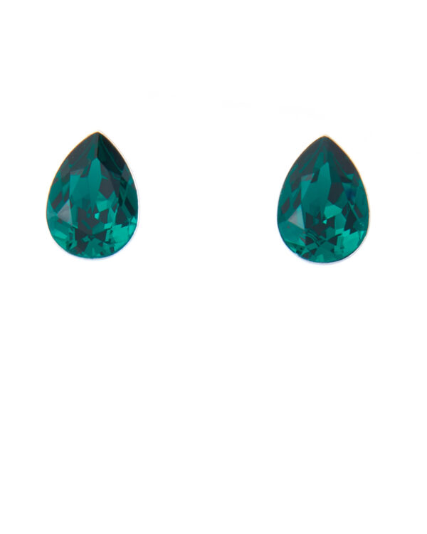 Emerald Silver Earrings with pear-shaped emerald stones