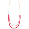 Red and light blue turquoise necklace on white background