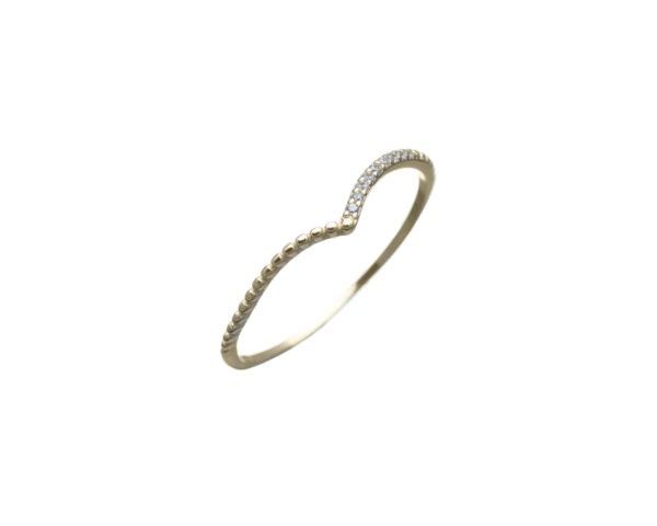 R88w6265 Thin V 925 Sterling Silver Ring–gold Plated