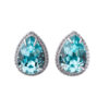 Turquoise Crystal Pear Earrings with Sparkling Clear Halo