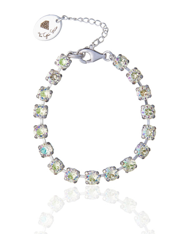 Cupchain Bracelet with Crystals in Rhodium Luminus Green