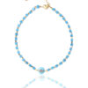 Turquoise Cubes Necklace with fish element on a white background