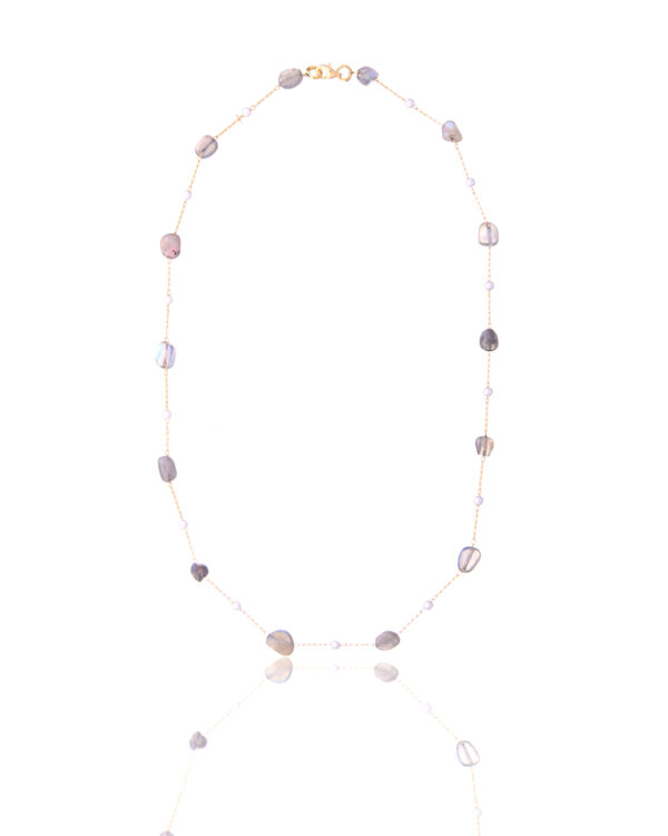 Delicate quartz rosary necklace with irregularly shaped quartz beads