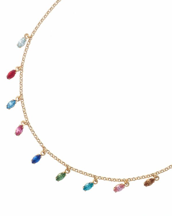 Navete multicolor crystal necklace with gold finish