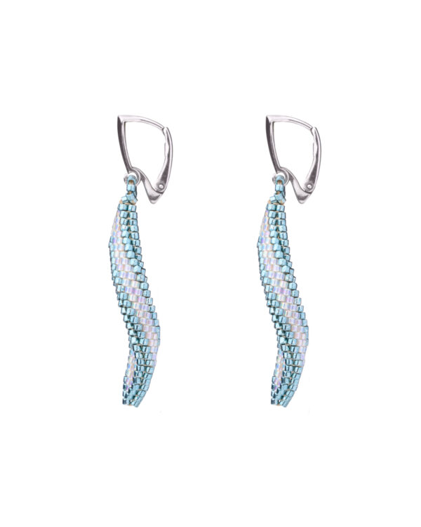 Miyuki Peyote Earrings - Crystal and Light Blue