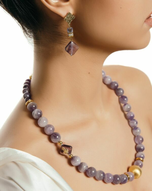 Elegant Amethyst Jewelry Set Necklace and Earrings