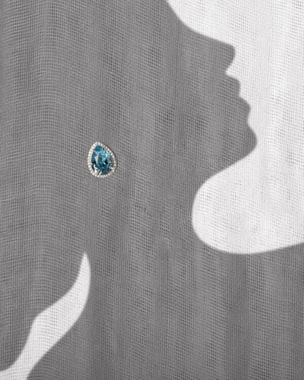 Rhinestone-Embellished Aquamarine Pear Earrings