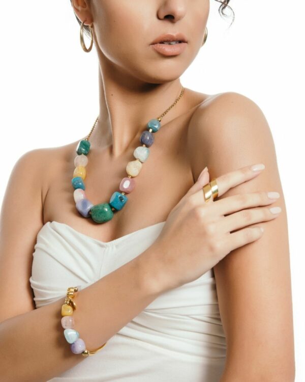 Colorful Brazilian Agate Bracelet - Artisan Gemstone Jewelry