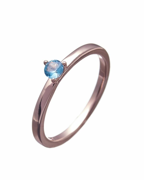 Rose Gold Ring with Colorful Crystal and Blue Crystal