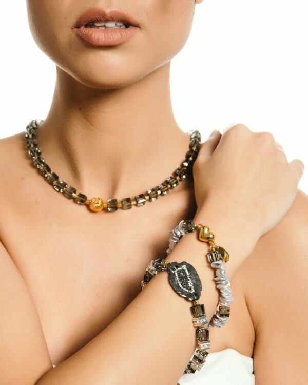 Crystal and Coral Jewelry Set - Elegant Accessories