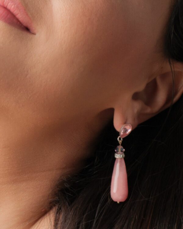 Drop Silver Earrings in Rose color with Pear stud posts, featuring an elegant teardrop design