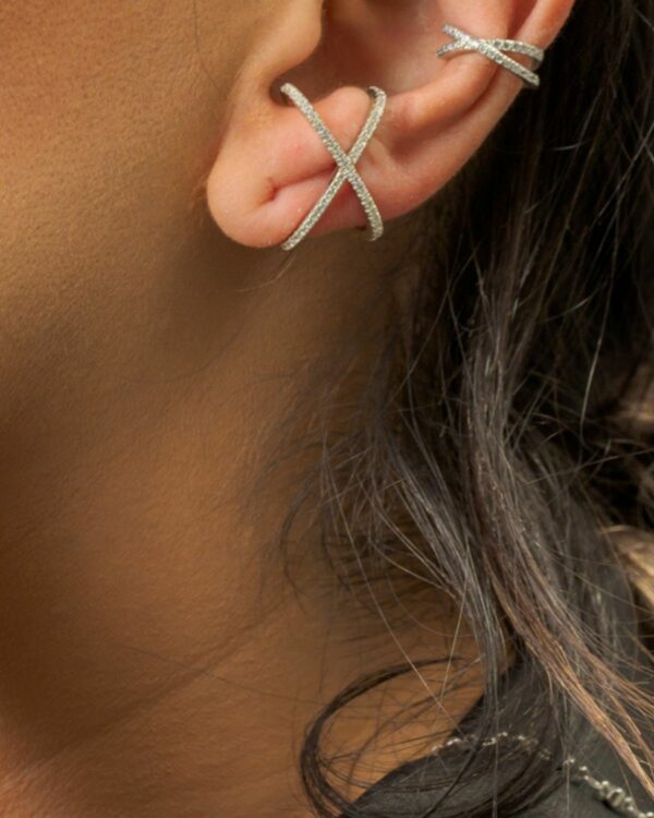 925 Sterling Silver Ear Hug Earrings on Ear