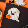 Miyuki Cuties Halloween Element Small Ghost pendant with white, black, and orange beads