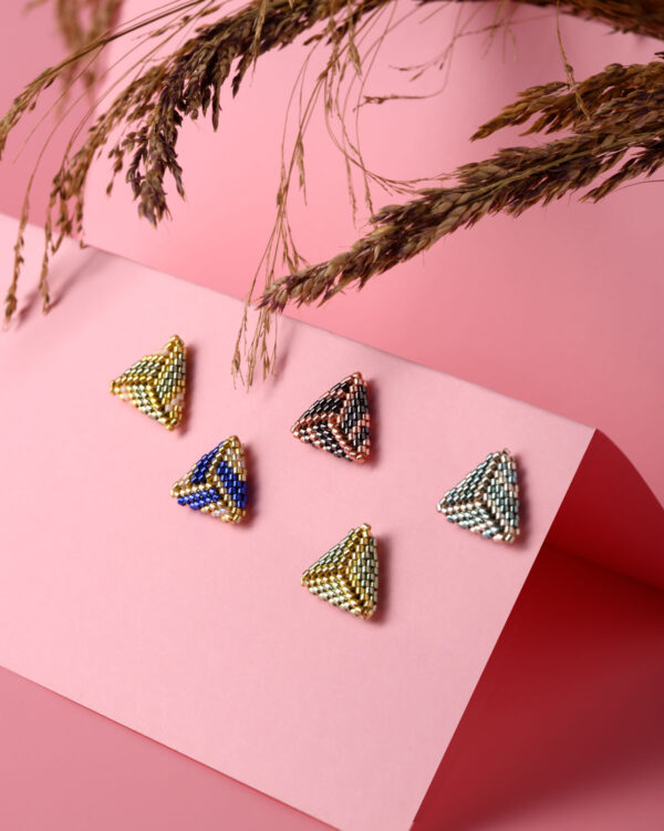 Miyuki triangle stud earrings in various color patterns