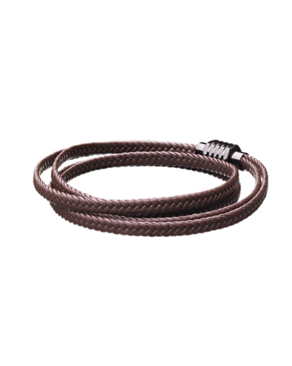 Brown Braided Leather Wristband Bracelet