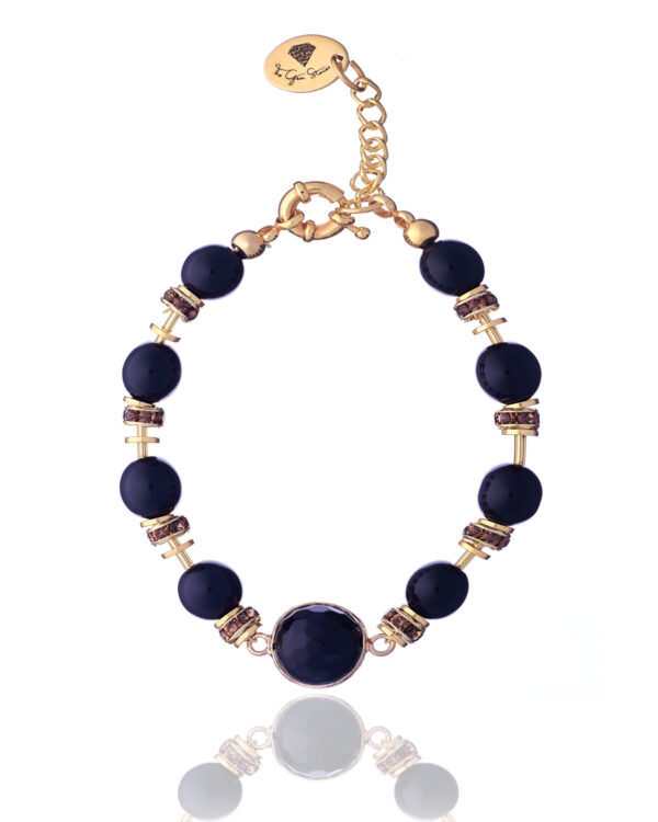 Agate Bracelet with Swarovski Rondelle Beads - Handcrafted Fashion Jewelry