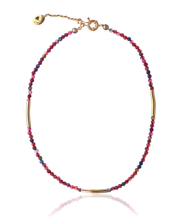 Shades Of Red Agate Necklace with Multi-Hued Gemstones