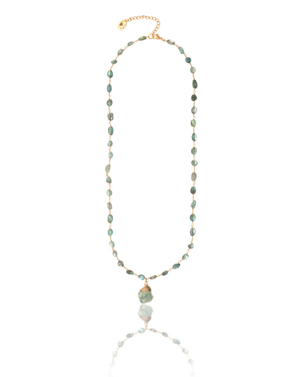 Light green apatite necklace with semiprecious stone charm